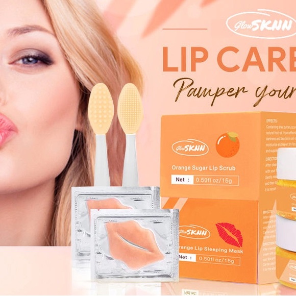 Natural Sugar Scrub Orange Hydrating Lip Sleeping Mask 4 in 1 Lip Care Set - Picture 2 of 8